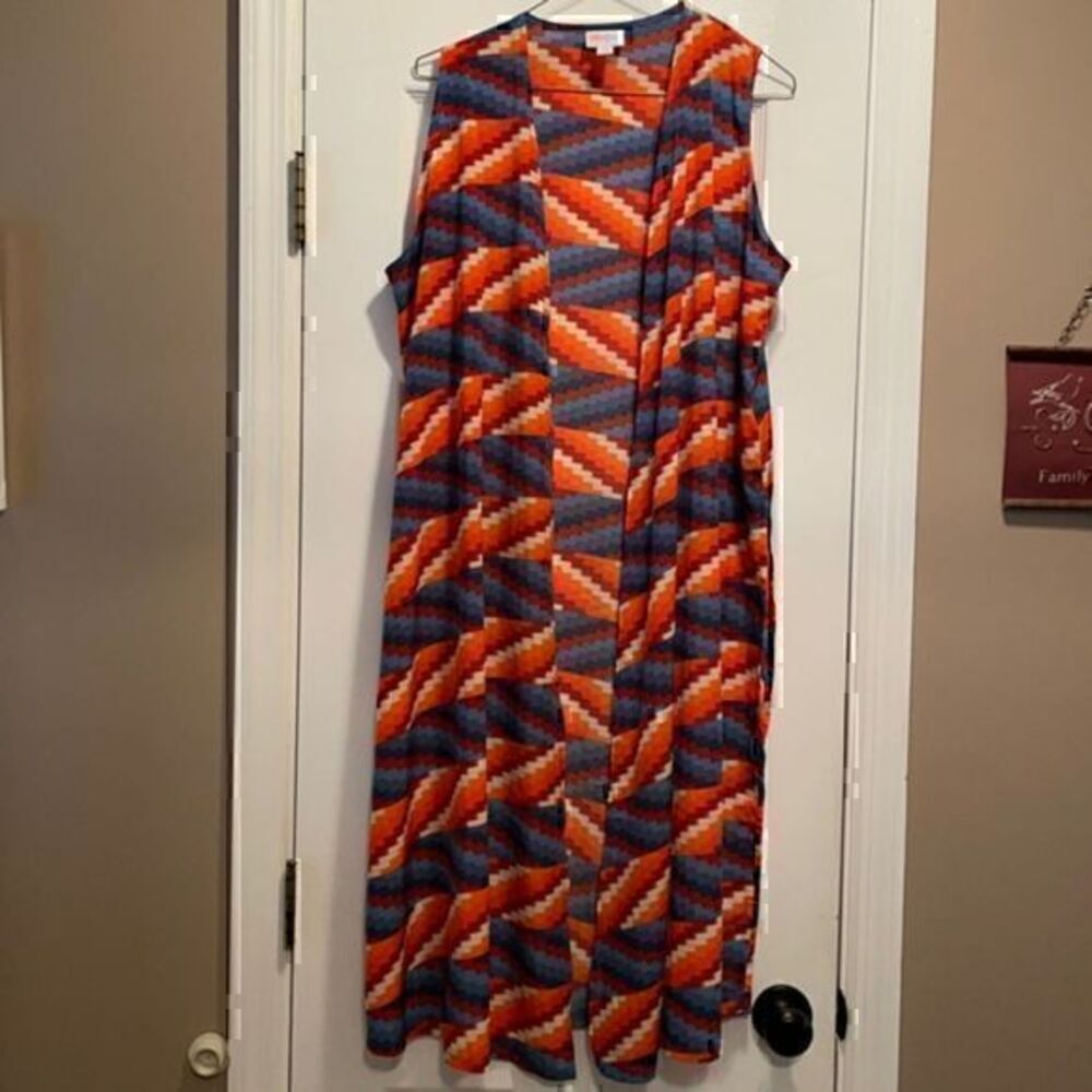 LuLaRoe Tribal Geometric Chevron  Western Split Sheer Duster Cardigan M